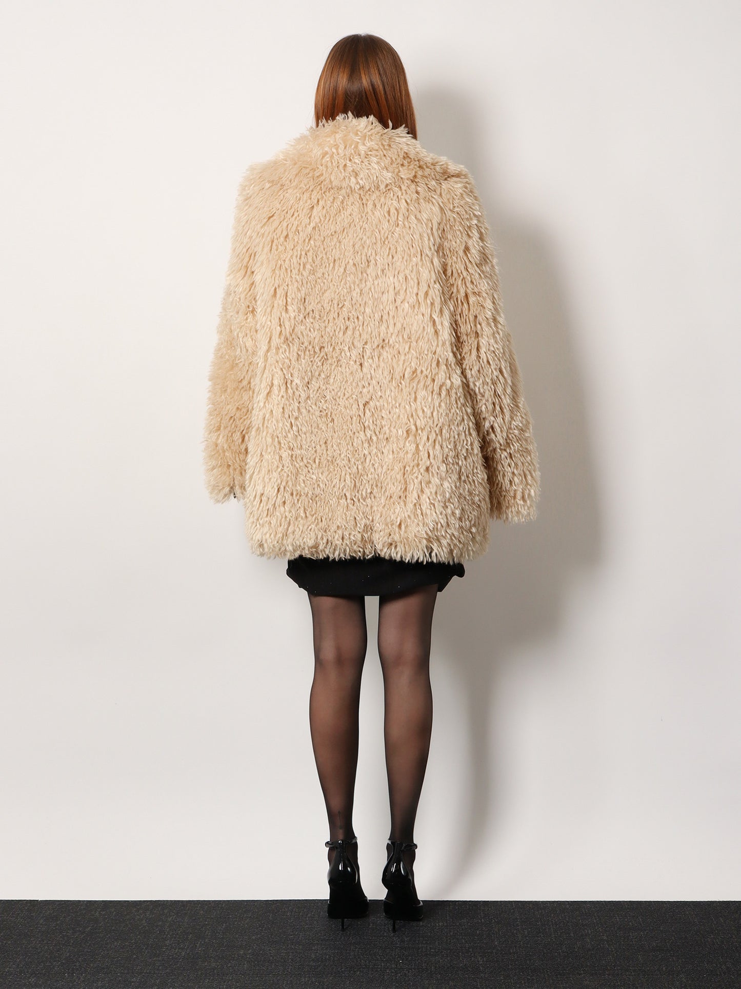Faux shearling peacoat