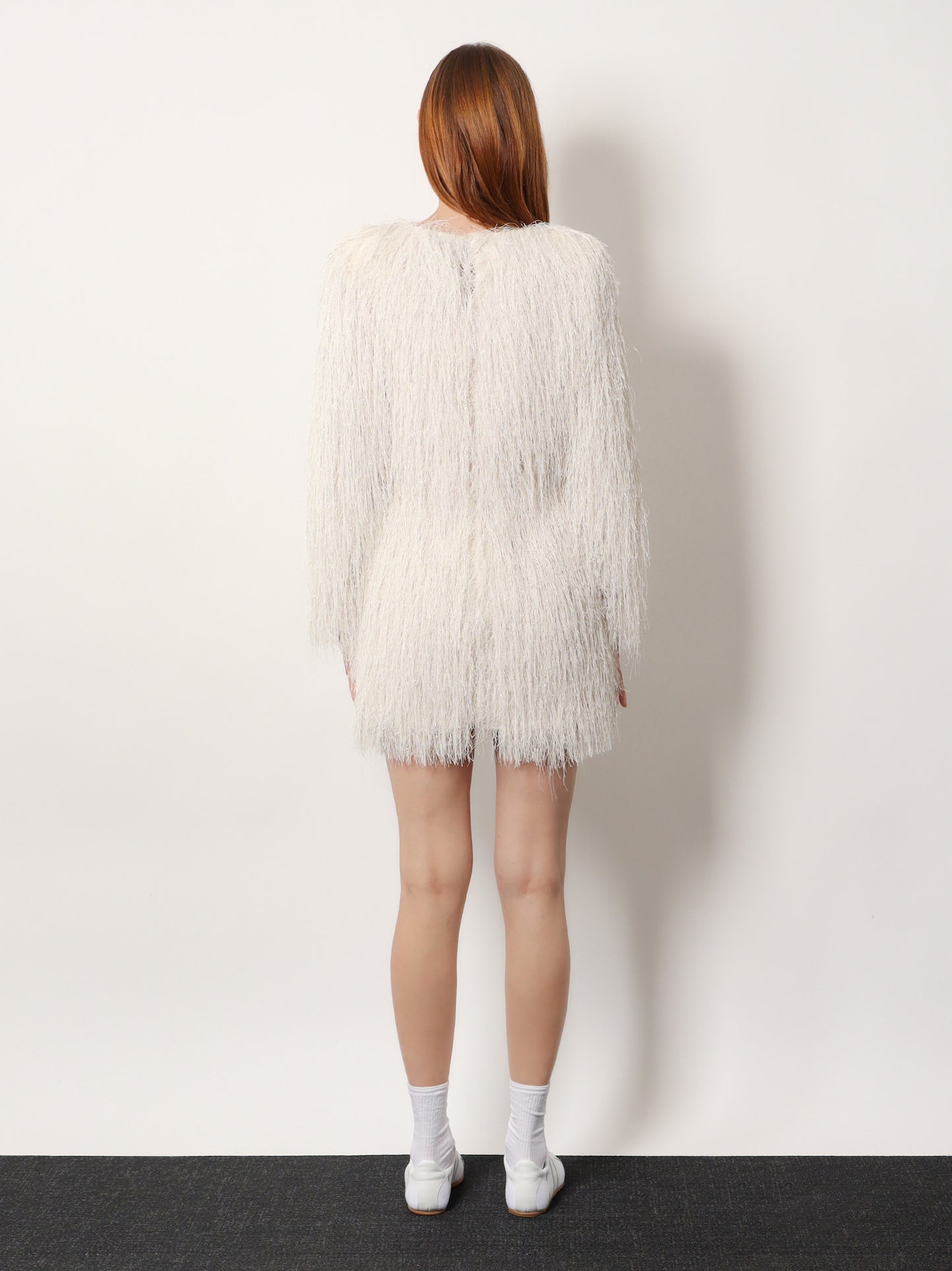 Short lurex dress with fringes