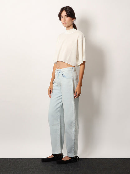 Cropped cotton blend top thumbnail