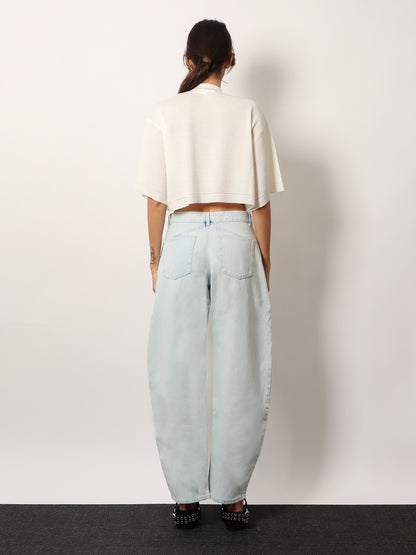 Cropped cotton blend top thumbnail