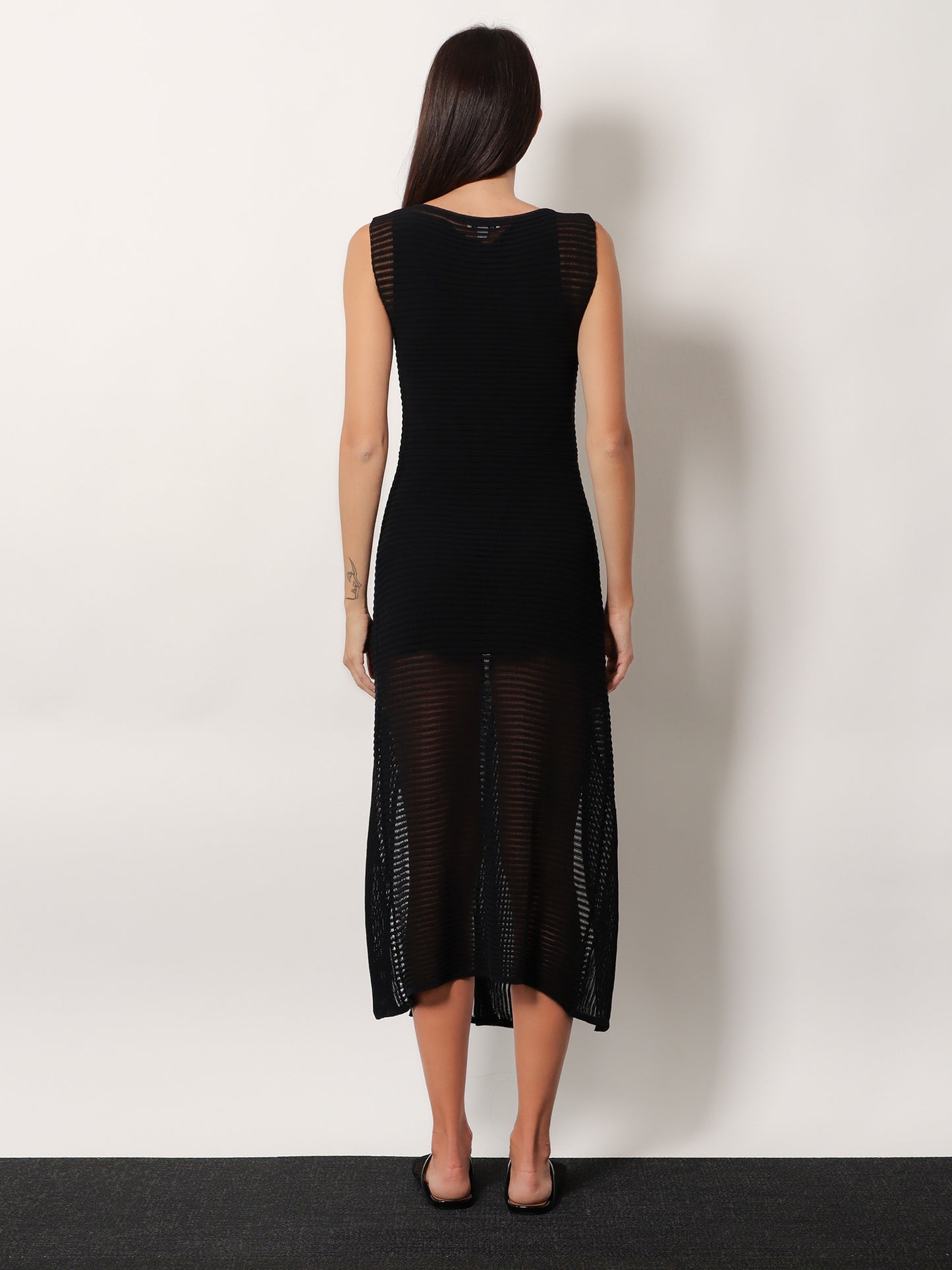 Ladder cotton blend dress