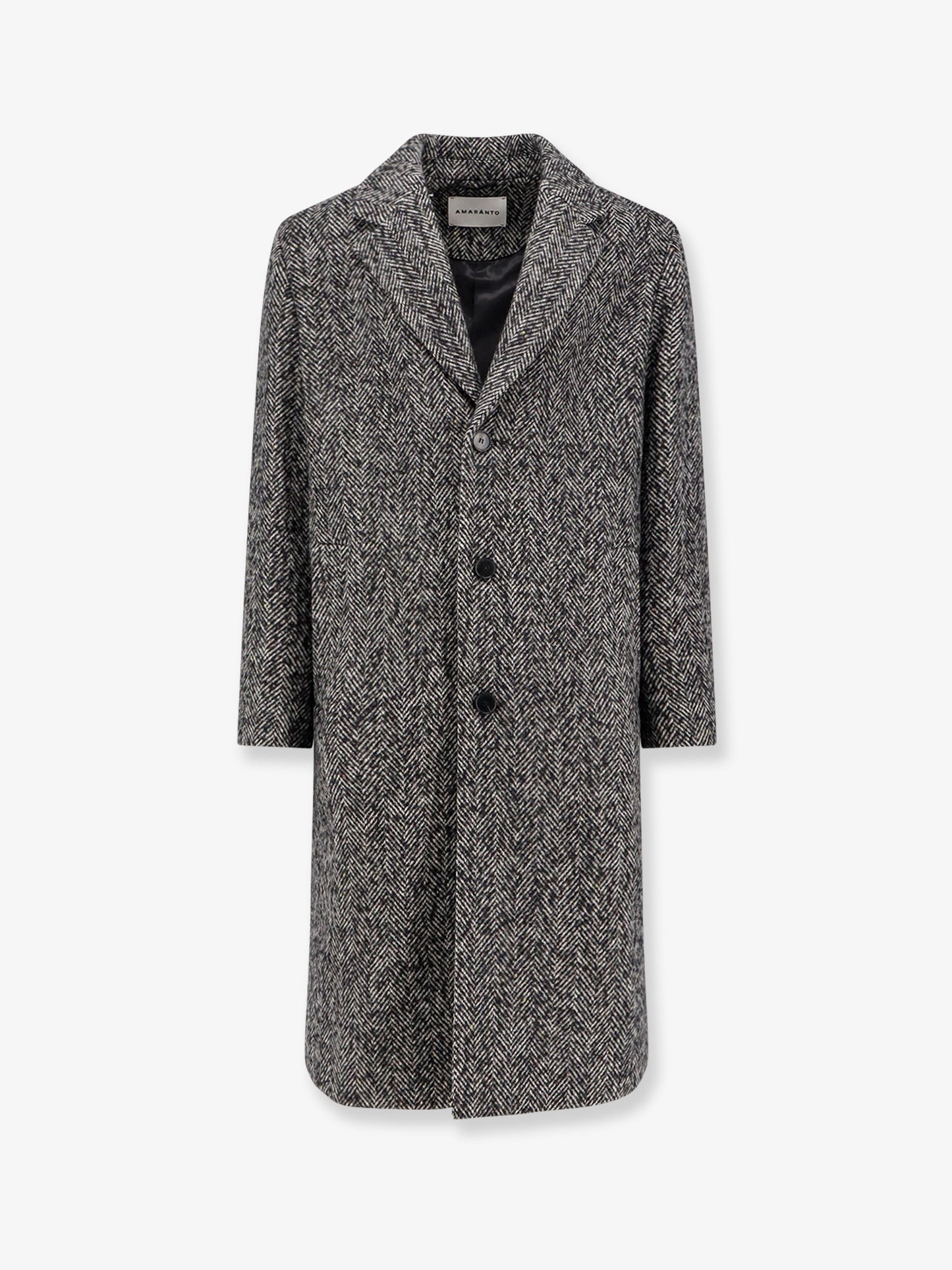 Herringbone pattern wool coat