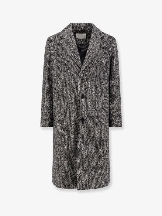 Herringbone pattern wool coat