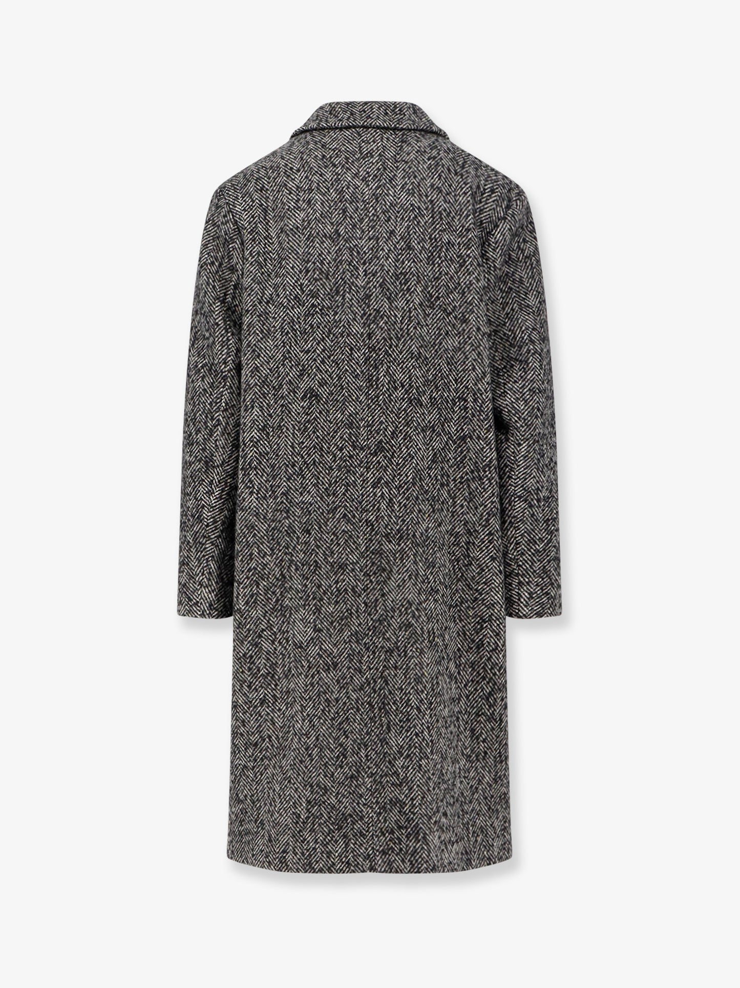 Herringbone pattern wool coat