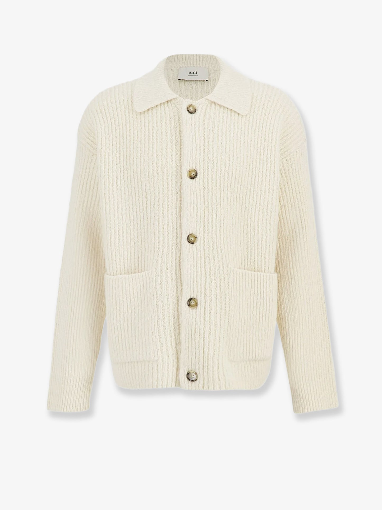 Wool and cotton ribbed cardigan
