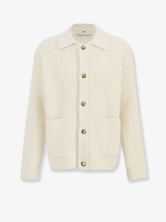 Wool and cotton ribbed cardigan