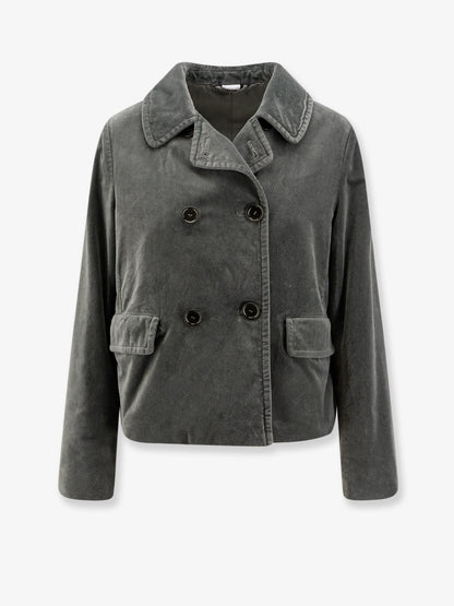 Double-breasted velvet blazer thumbnail