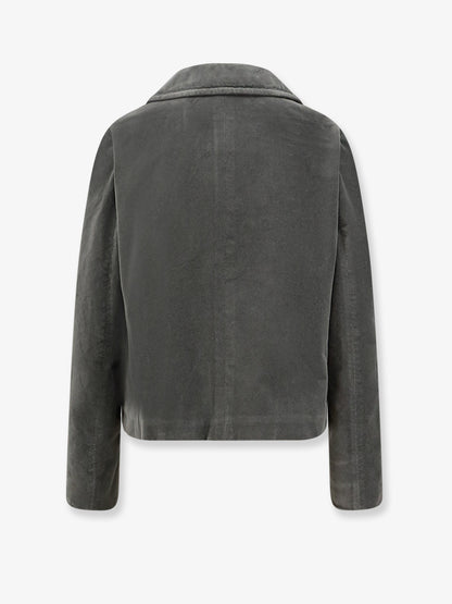 Double-breasted velvet blazer thumbnail