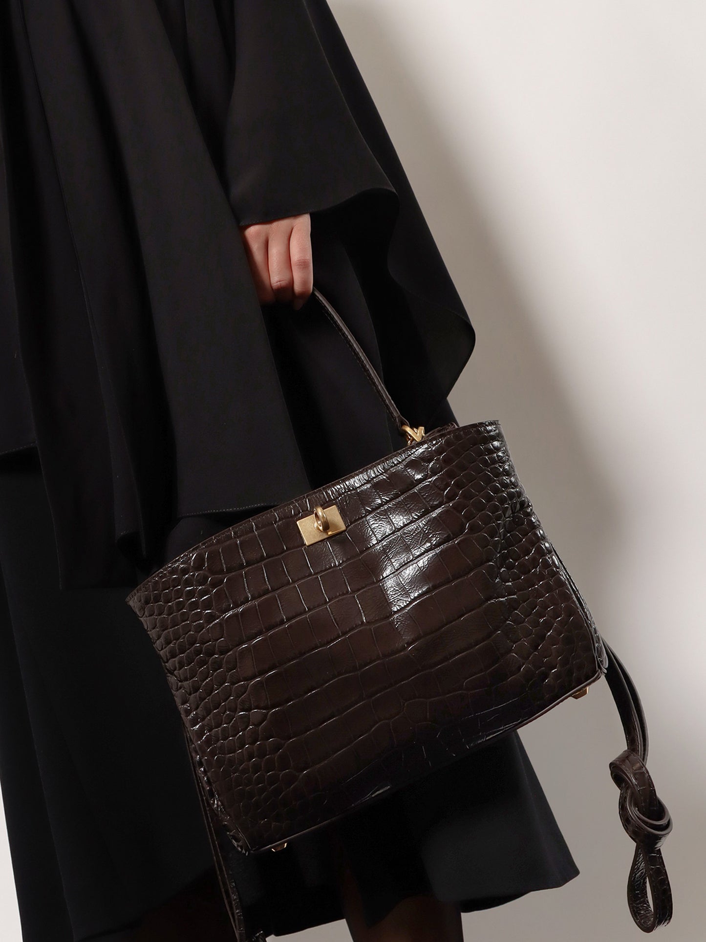 Rodeo leather shoulder bag with croco effect