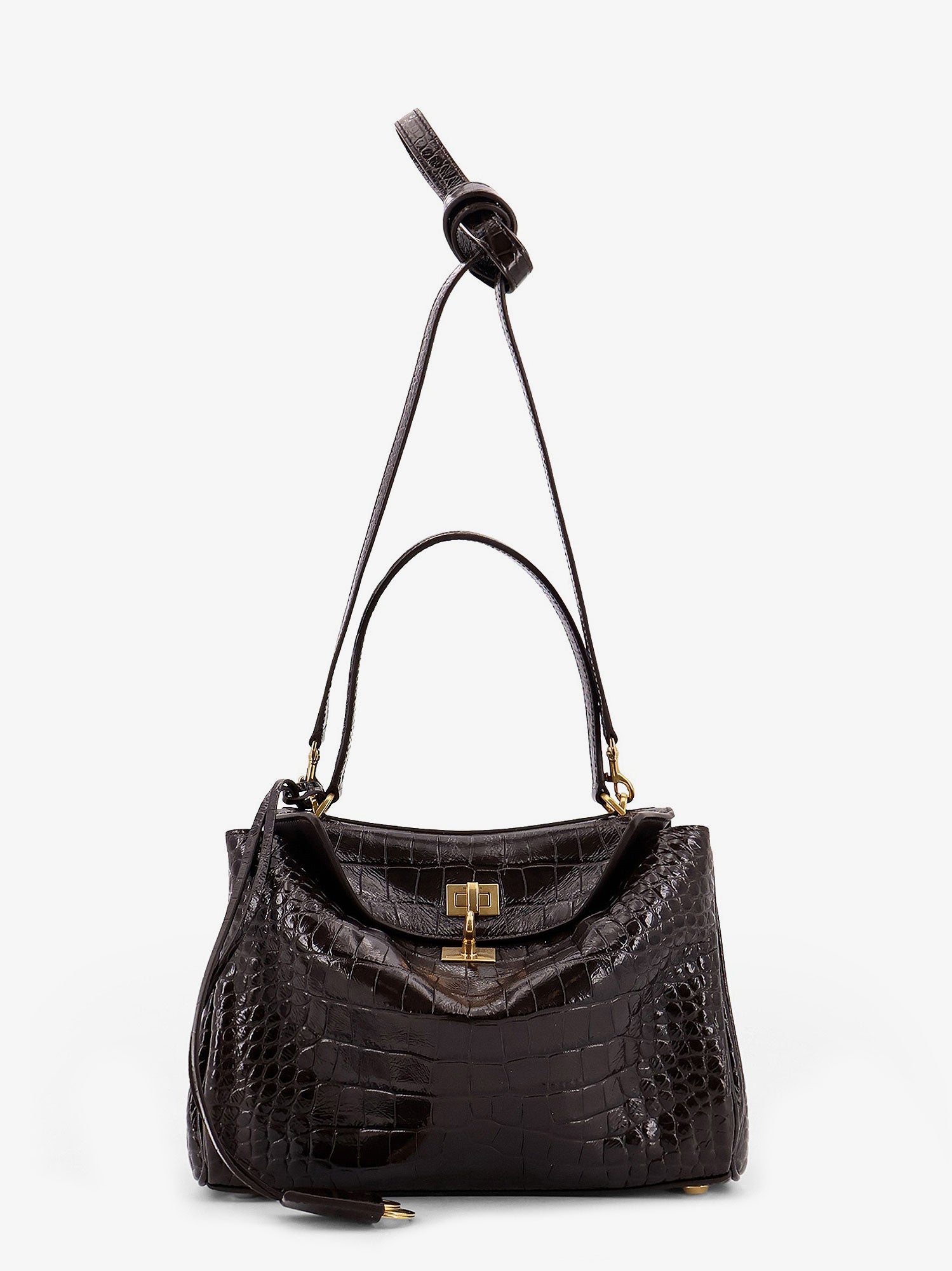 Rodeo leather shoulder bag with croco effect BALENCIAGA