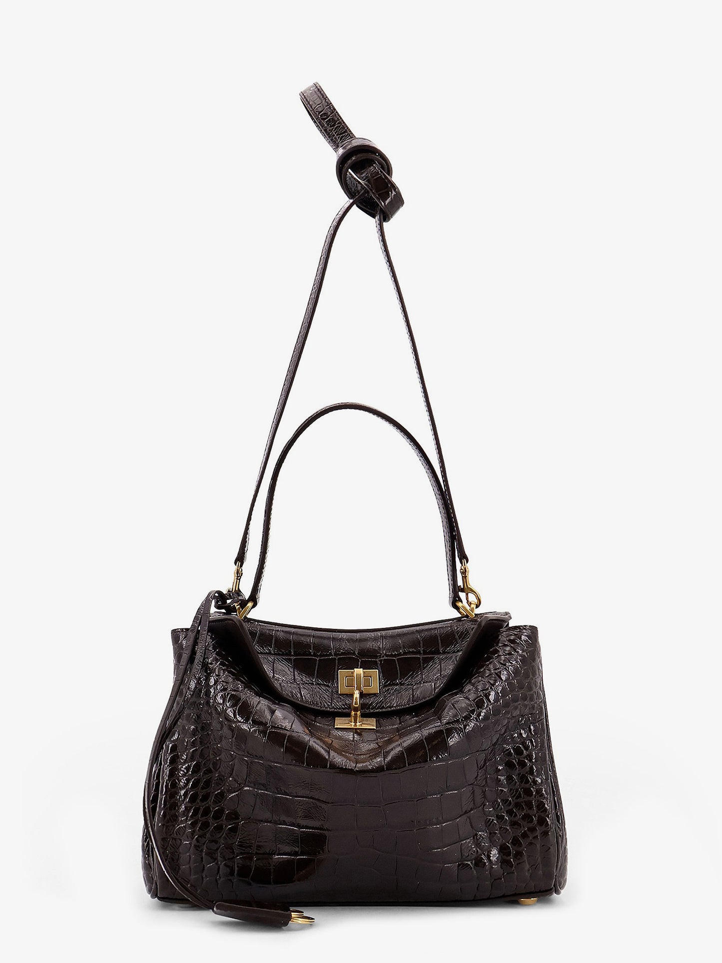 Rodeo leather shoulder bag with croco effect