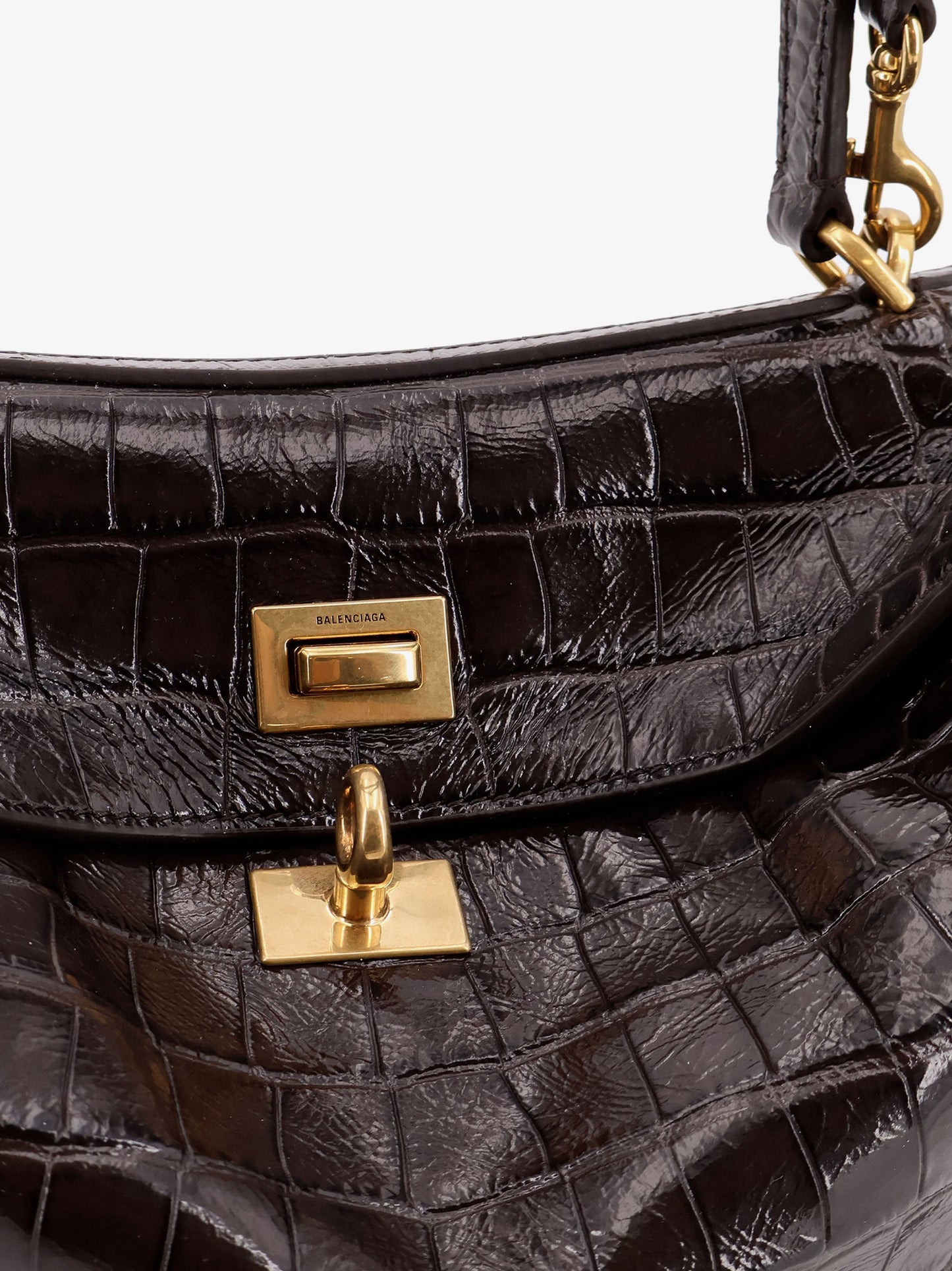 Rodeo leather shoulder bag with croco effect