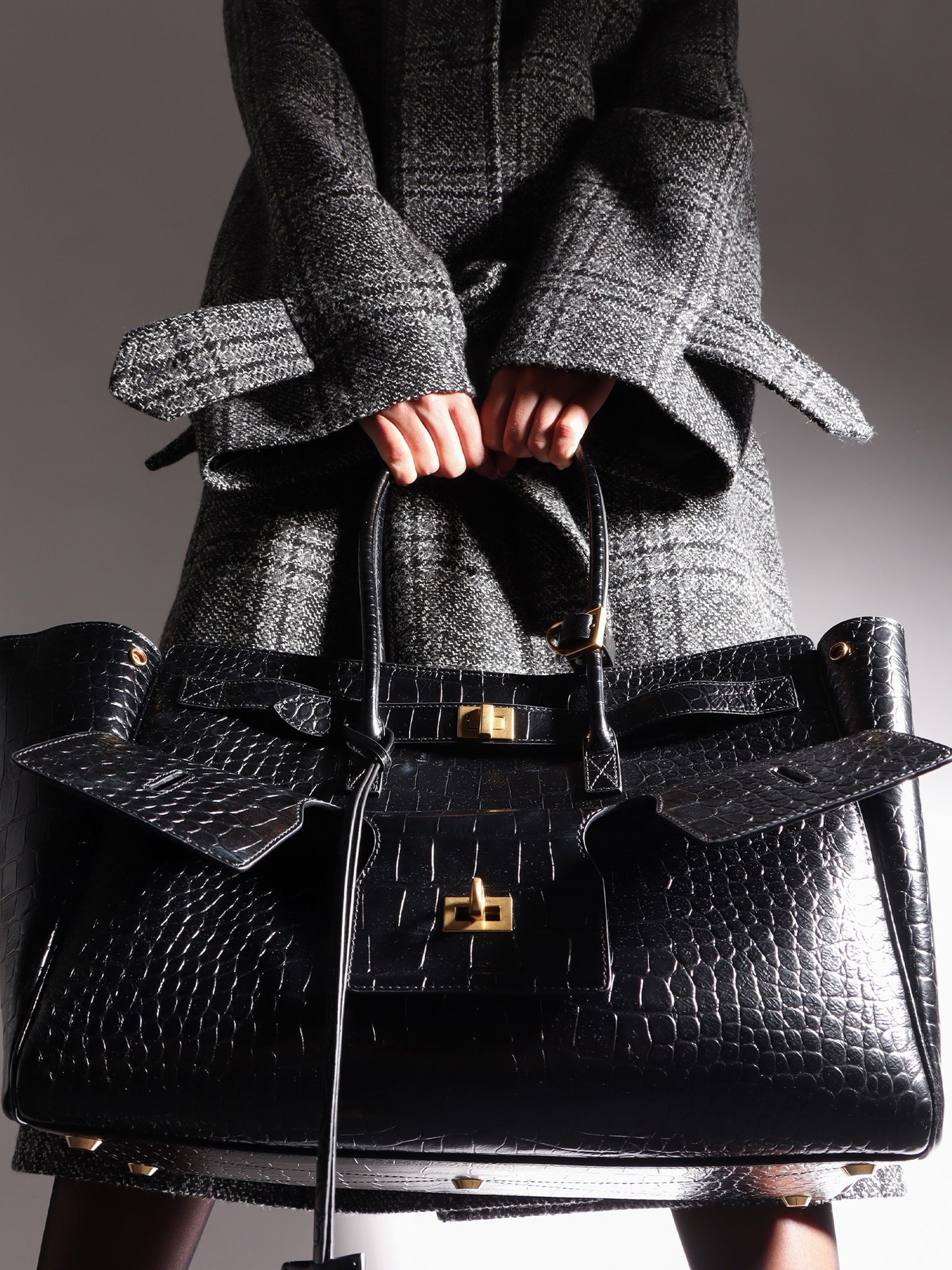 Carry All Bel Air leather shoulder bag with croco effect