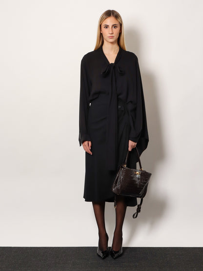 Draped crepe midi skirt thumbnail