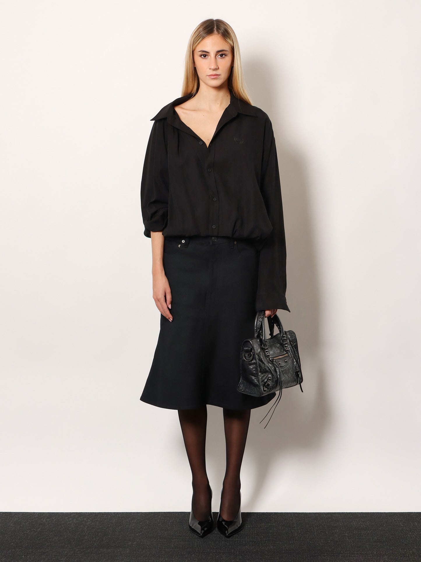 One shoulder lyocell shirt