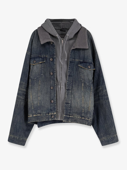 Layered cotton denim jacket thumbnail