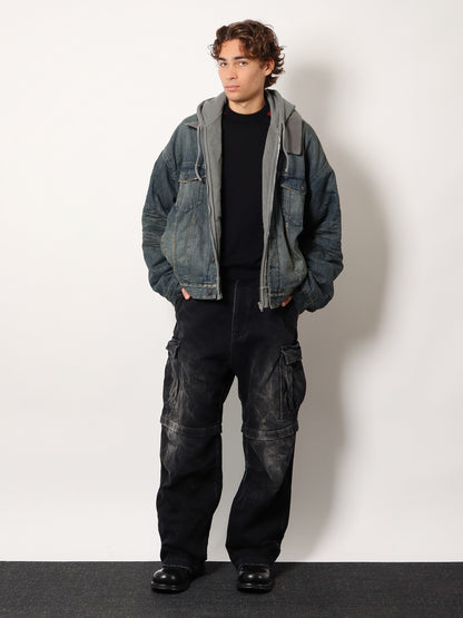 Layered cotton denim jacket thumbnail