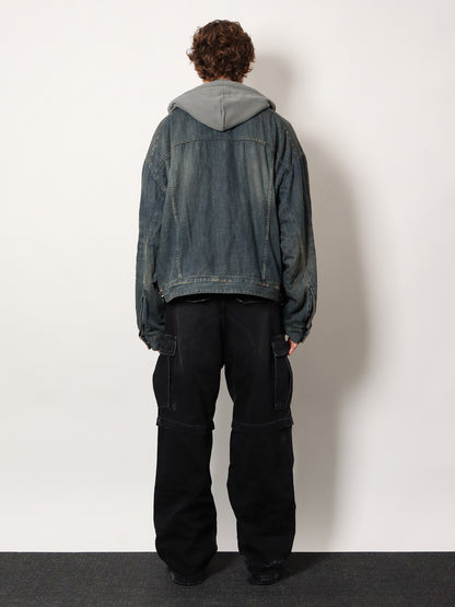 Layered cotton denim jacket thumbnail