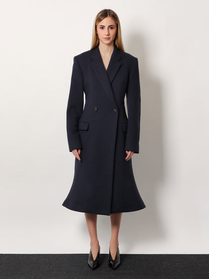 Godet Midi double-breasted wool coat thumbnail