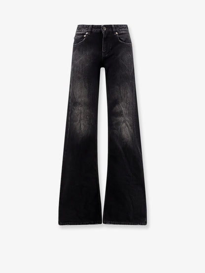 Wide Leg black denim trousers thumbnail