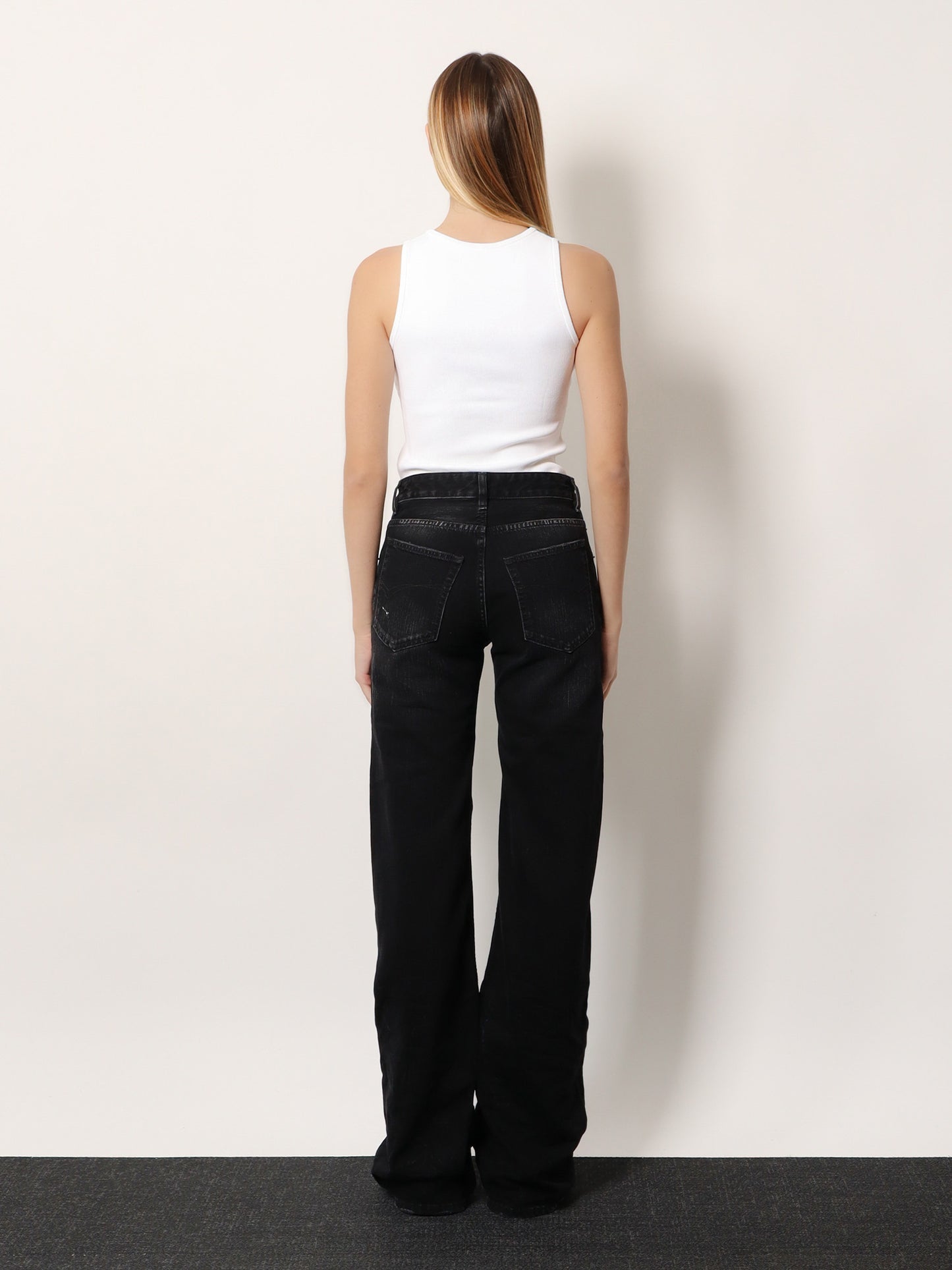 Wide Leg black denim trousers