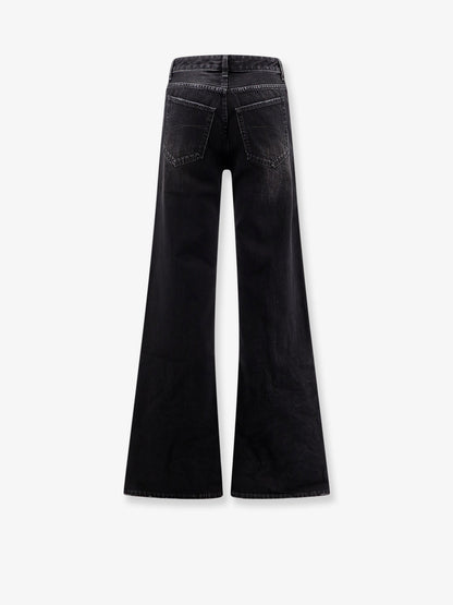 Wide Leg black denim trousers thumbnail