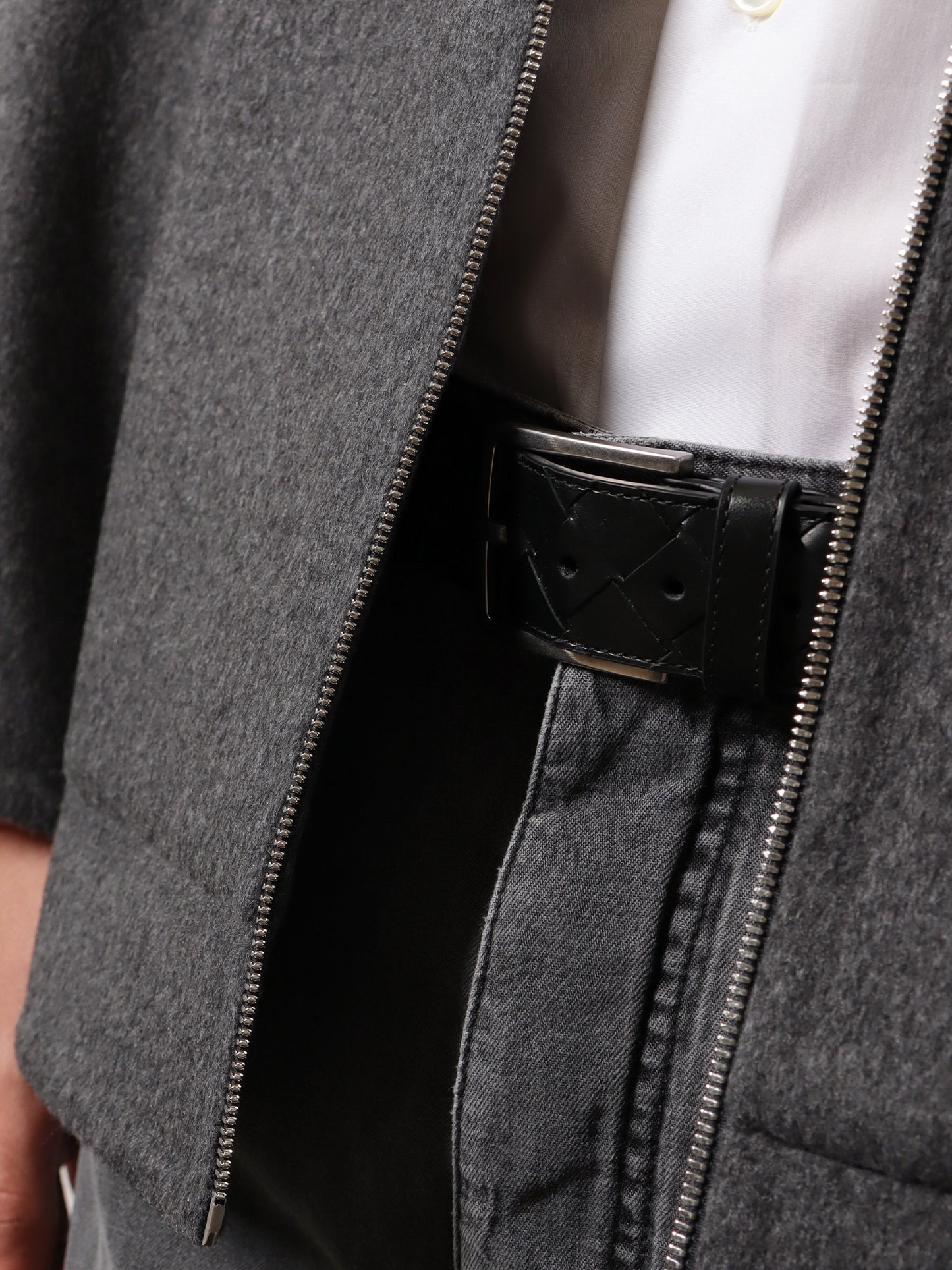 Leather belt with Intrecciato motif