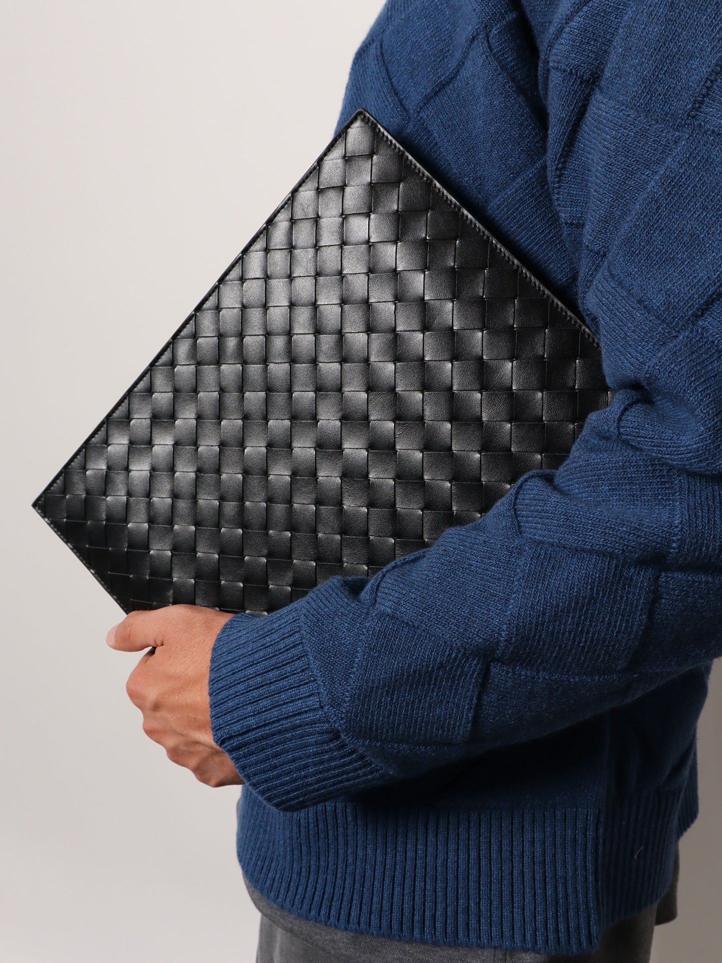 Borsa Avenue portadocumenti in pelle con motivo Intrecciato