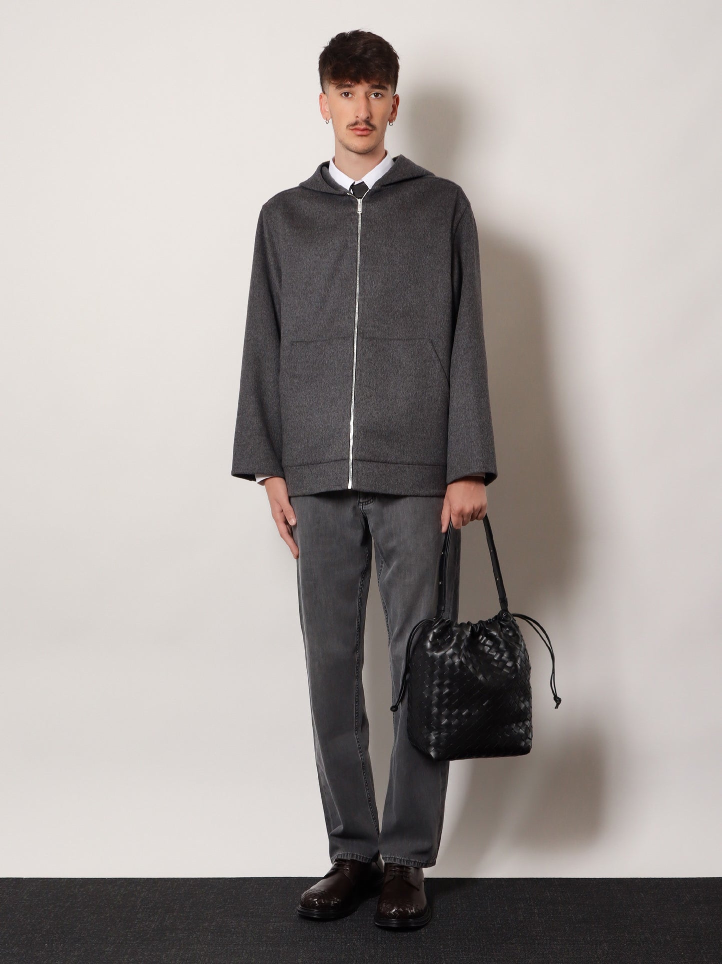 Borsa a spalla Bucket Intrecciato Biblioteca in pelle