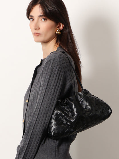 Leather Dustbag clutch with Intrecciato motif thumbnail