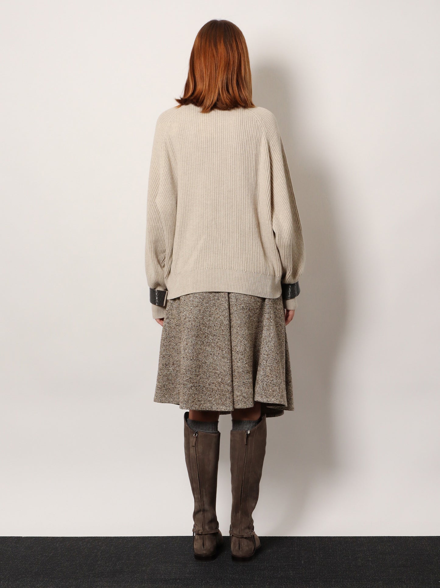 Cashmere sweater with removable cuffs