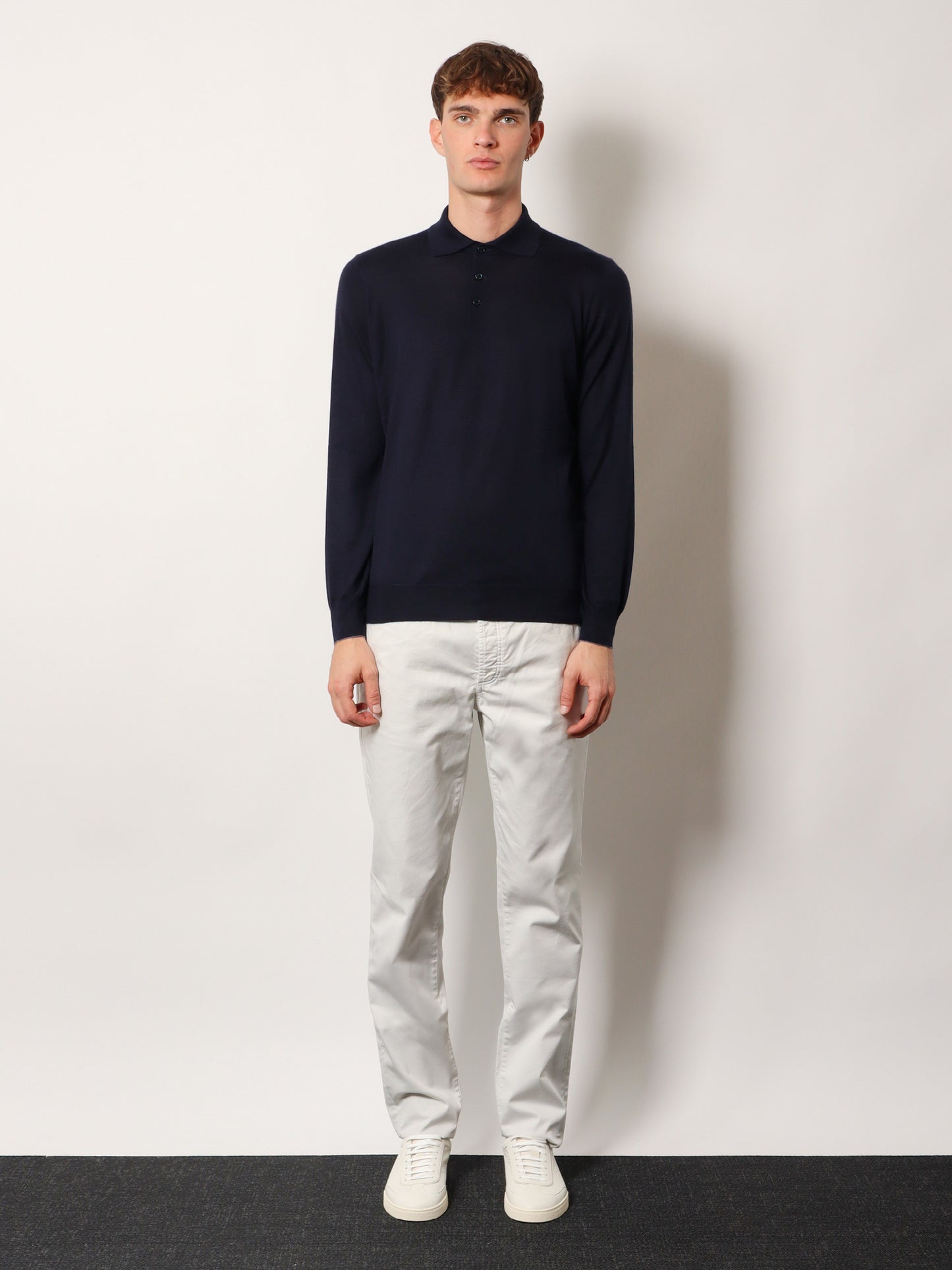 Cashmere and cotton polo shirt