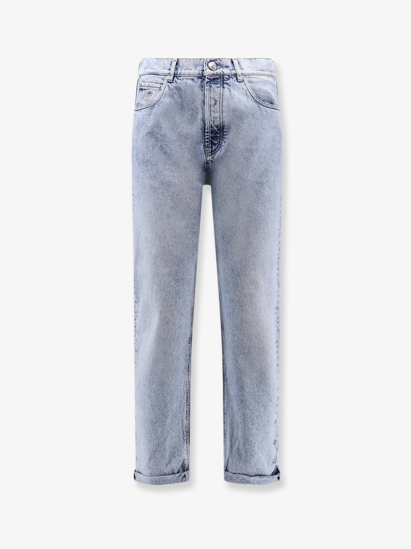Stone-washed denim jeans