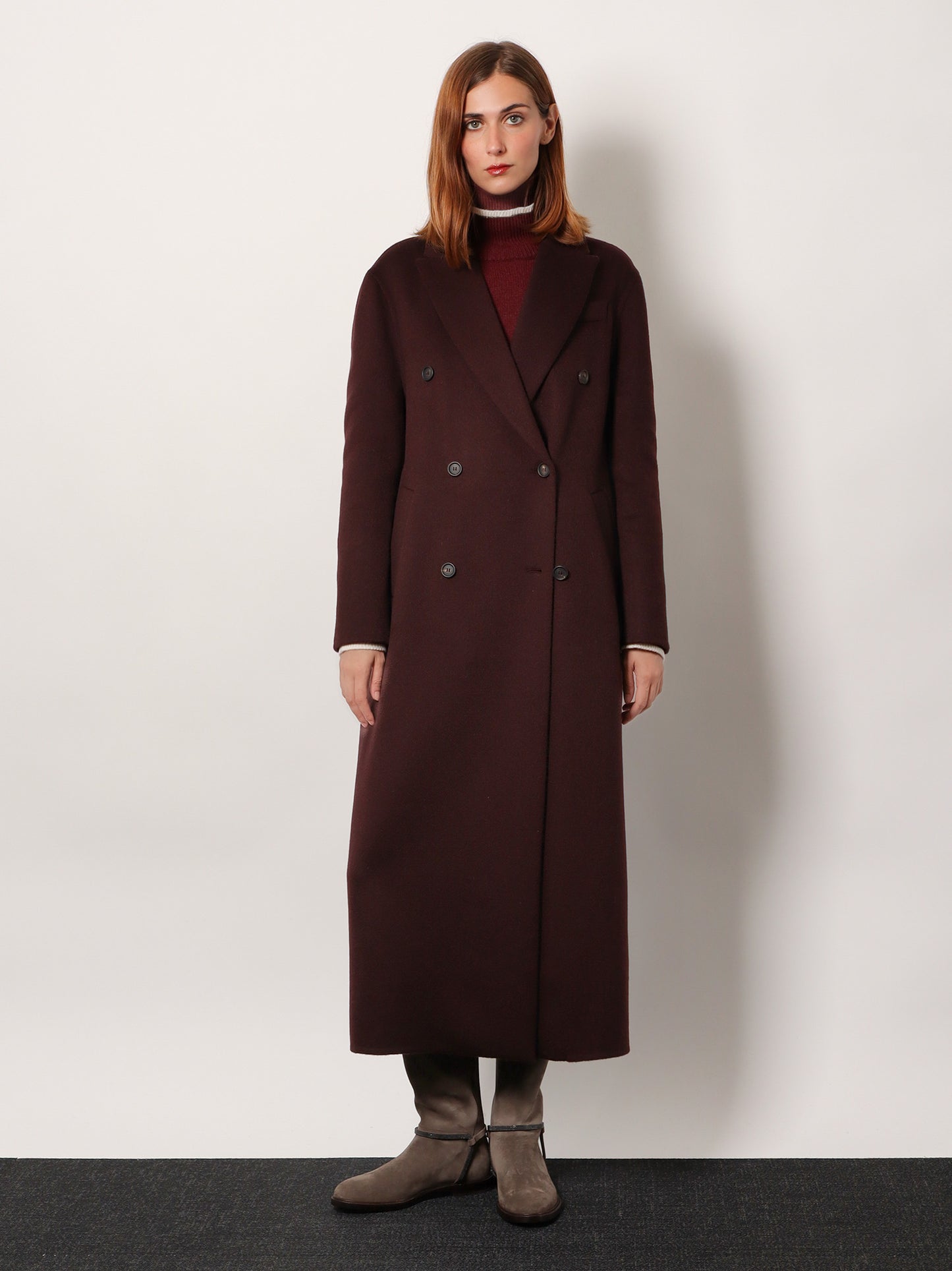 Double-breasted cashmere coat