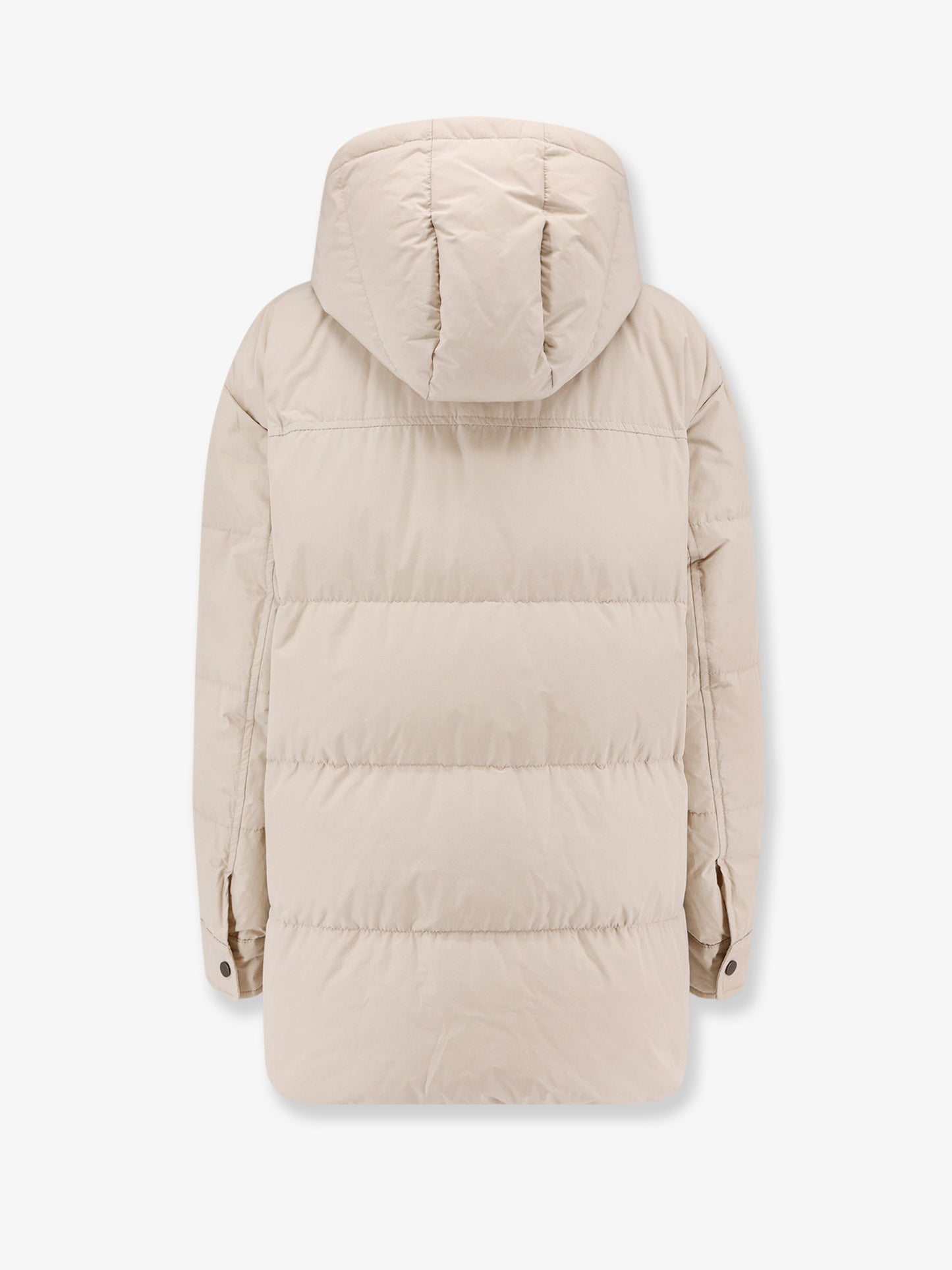 Nylon and cotton hooded down jacket