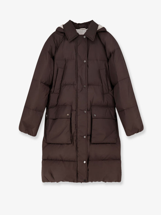 Nylon and cotton long down jacket
