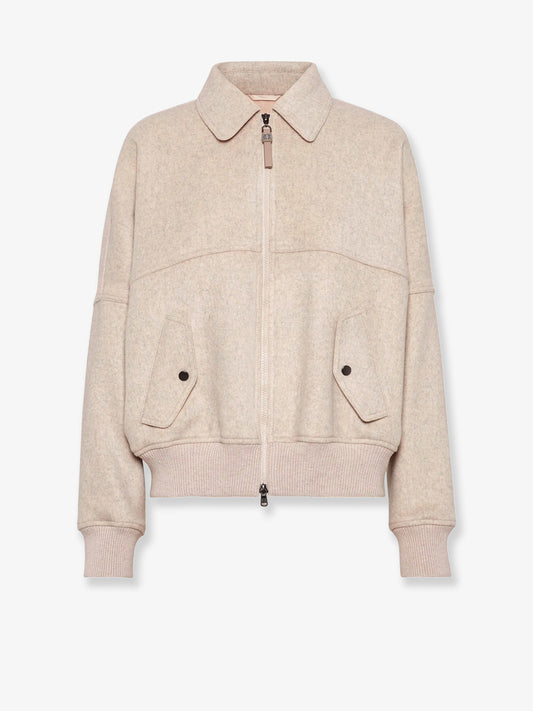 Double cashmere and wool cloth bomber
