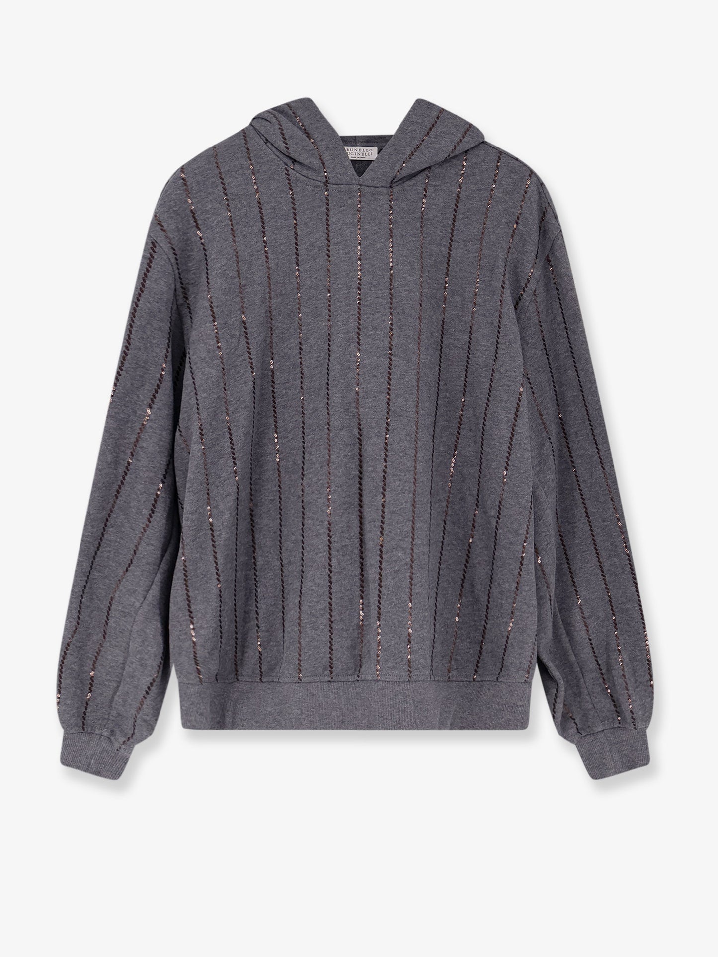 Dazzling chalk stripe embroidery cotton sweatshirt