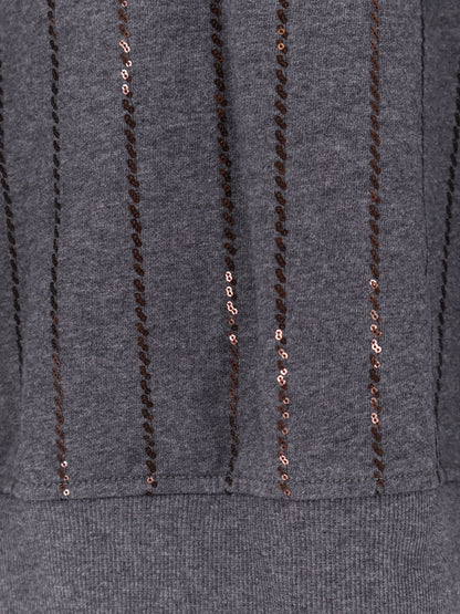 Dazzling chalk stripe embroidery cotton sweatshirt thumbnail