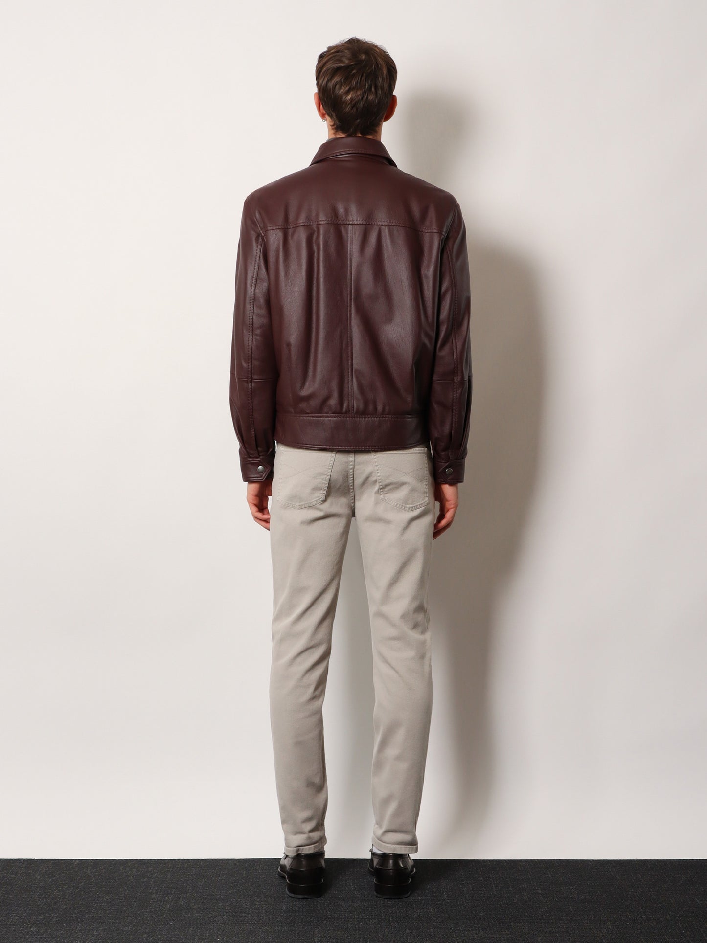 Leather bomber with padding