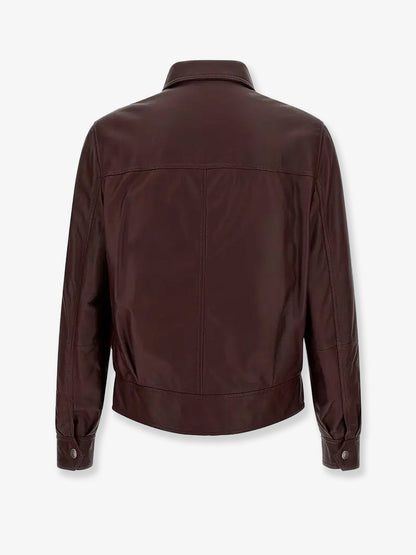 Leather bomber with padding thumbnail