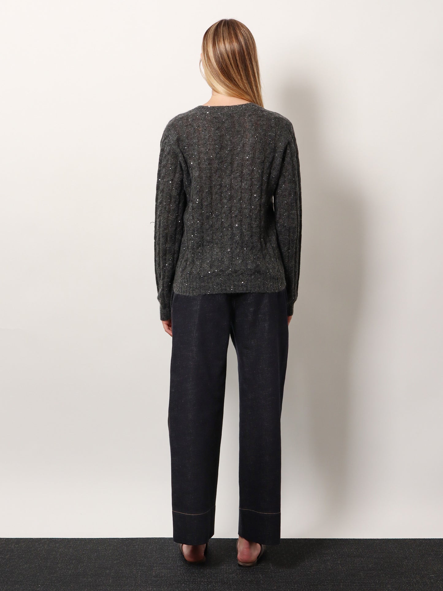 Wool blend sweater with all-over sequins