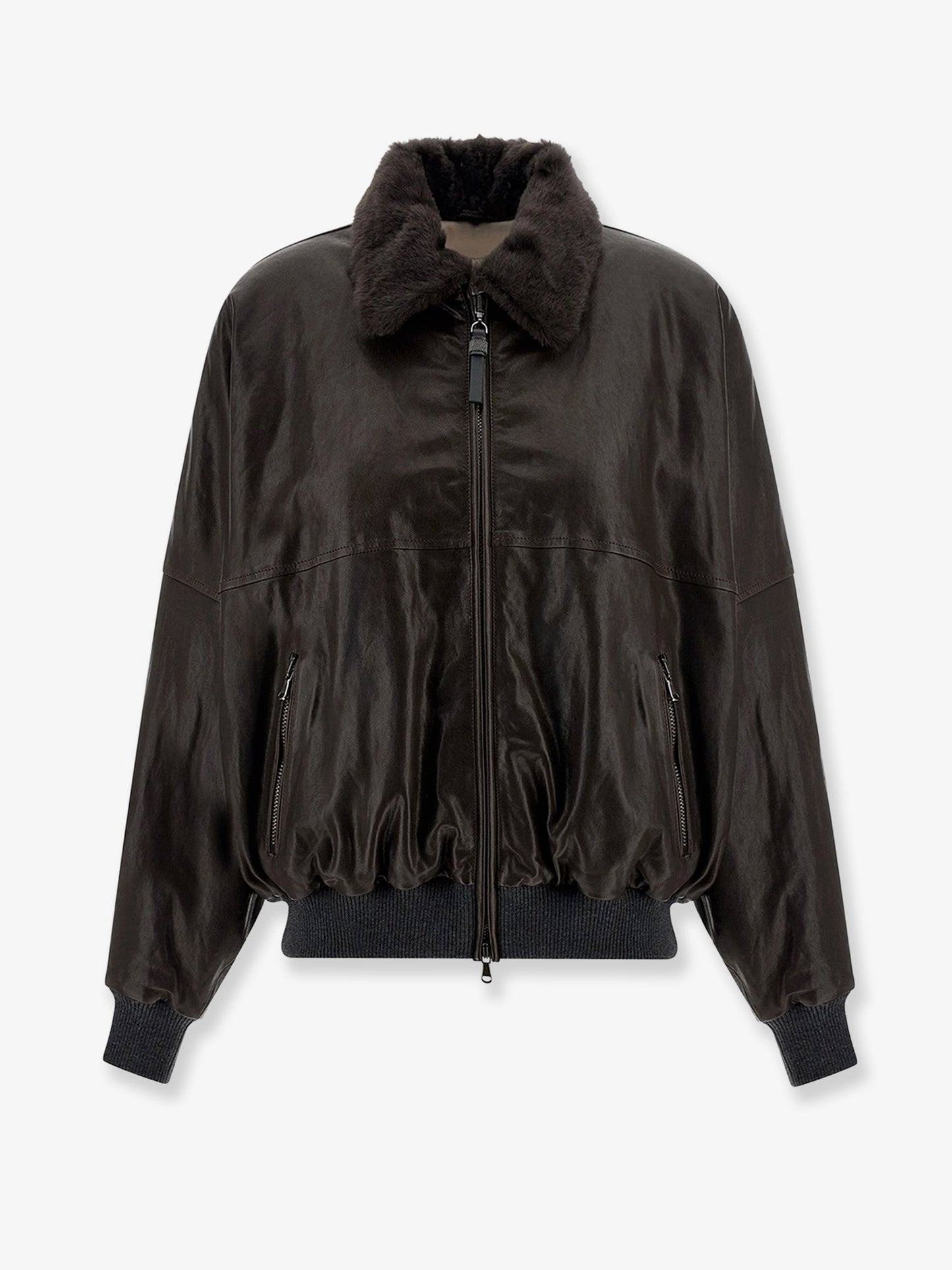 Aviator leather bomber