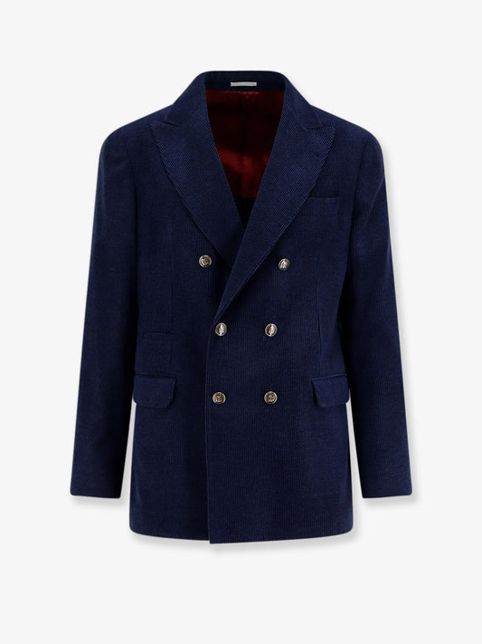 Deconstructed one-and-a-half-breasted corduroy blazer