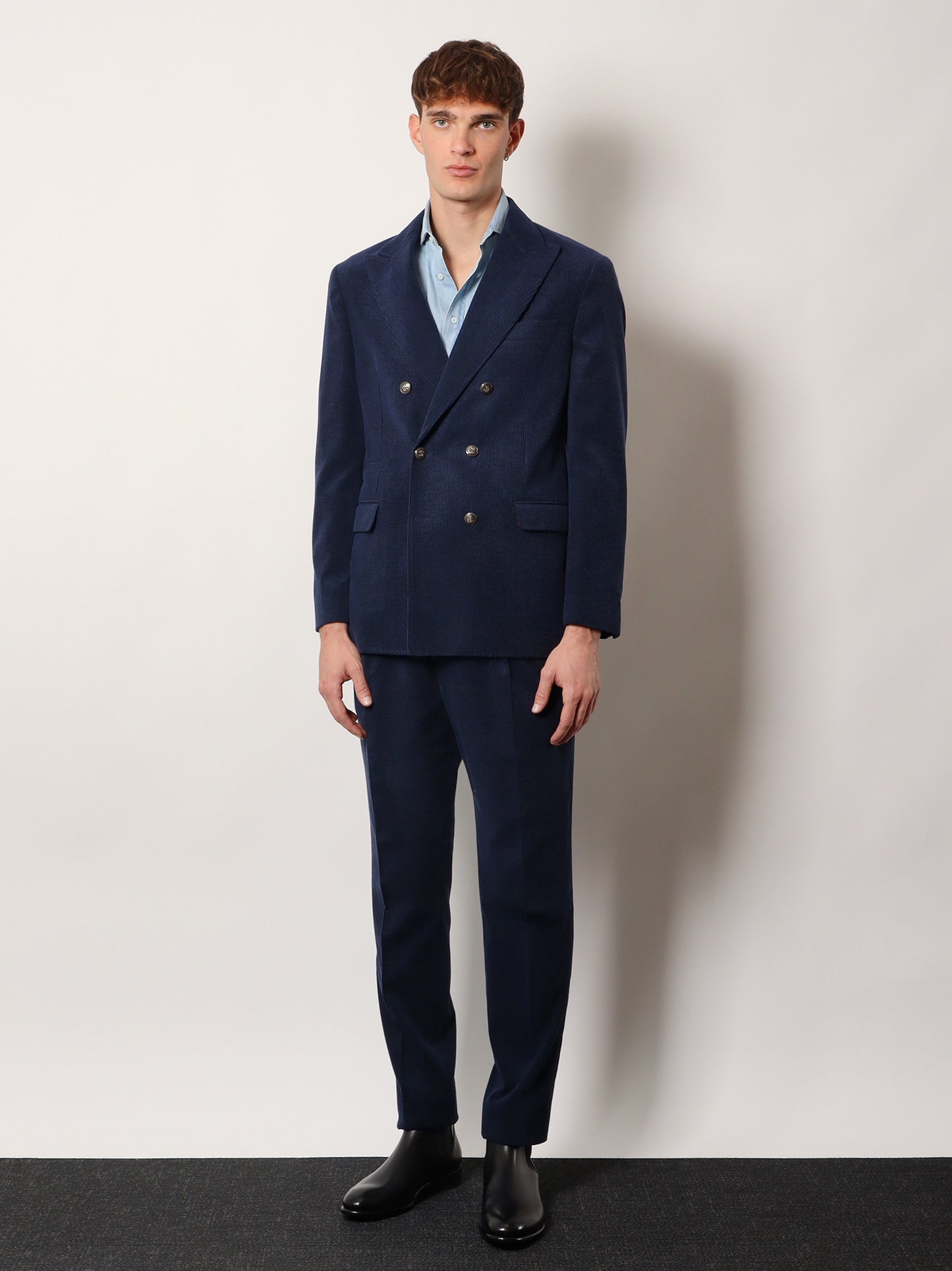 Deconstructed one-and-a-half-breasted corduroy blazer