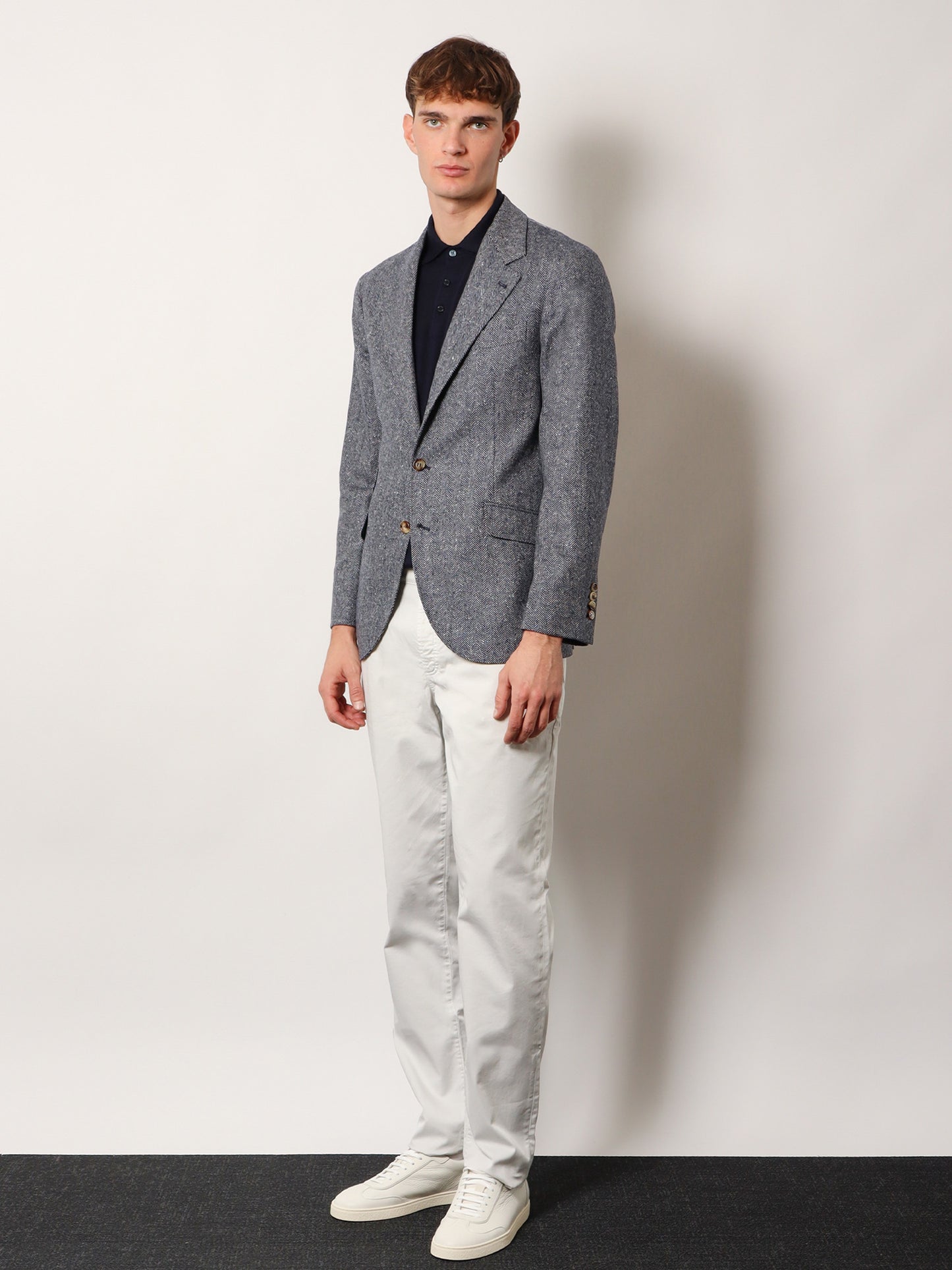 Herringbone wool and cashmere blazer