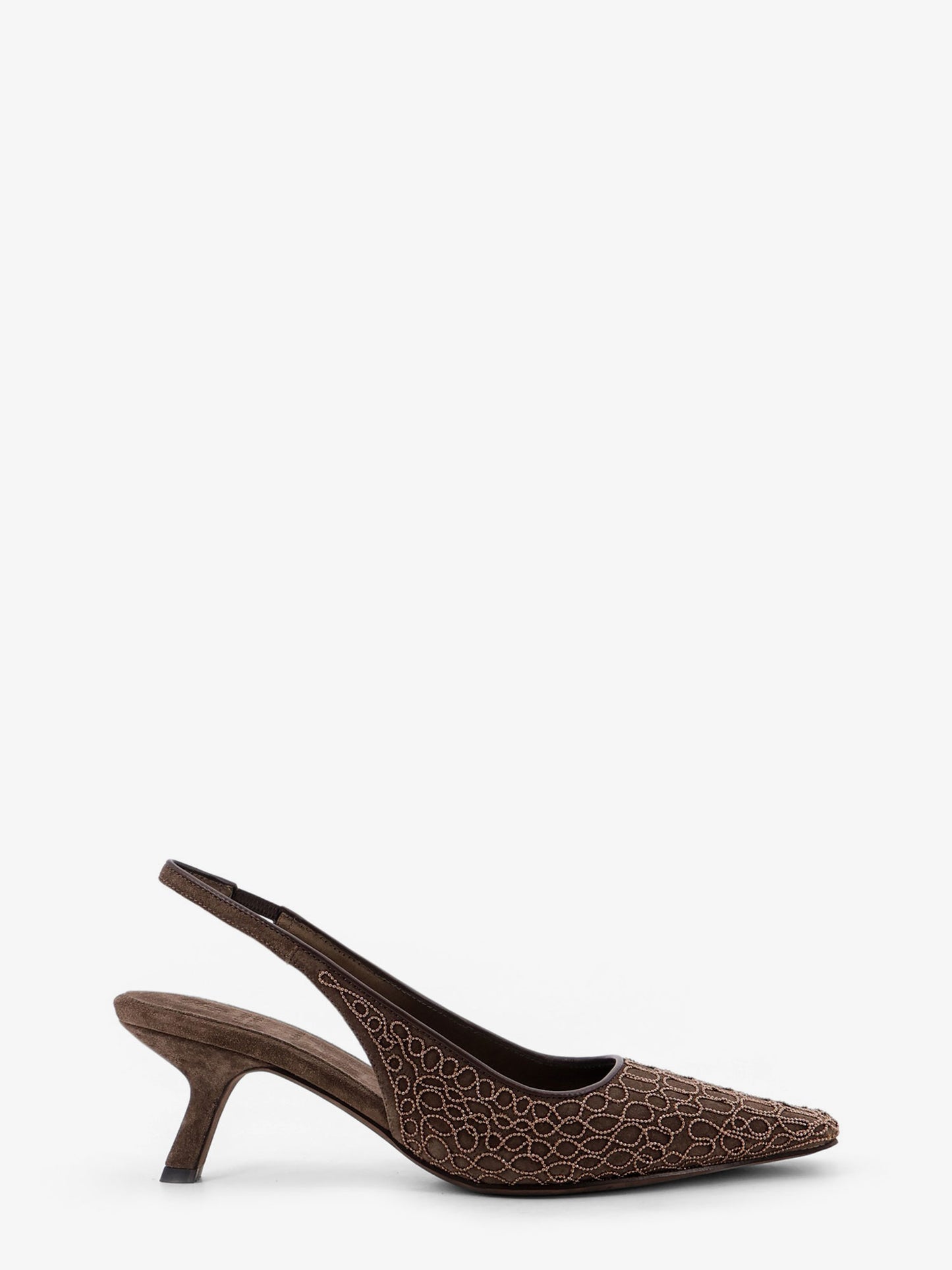 Suede slingback pumps with Monili decoration