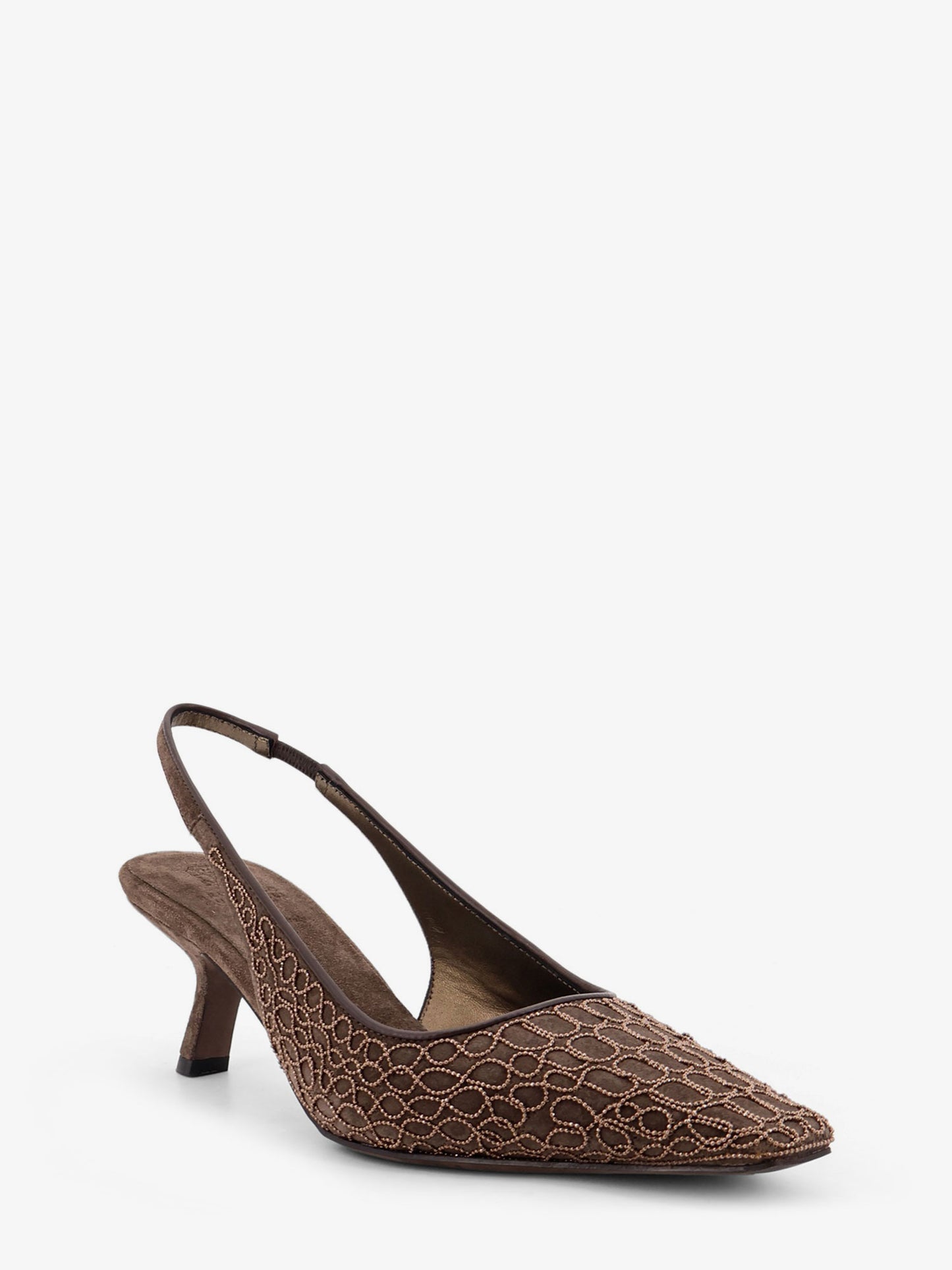 Suede slingback pumps with Monili decoration