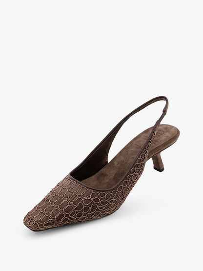 Suede slingback pumps with Monili decoration thumbnail