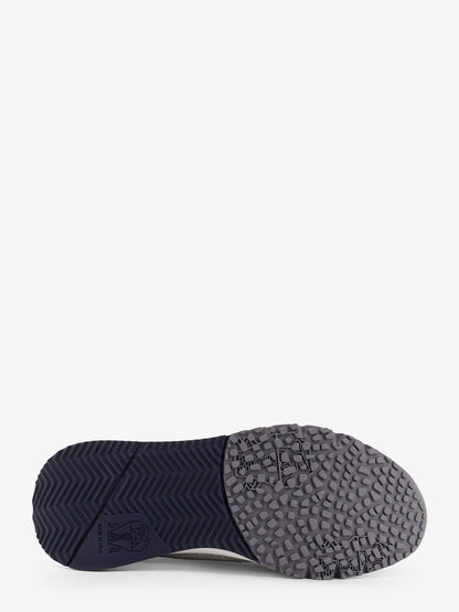 Low-top cotton knit and leather sneakers